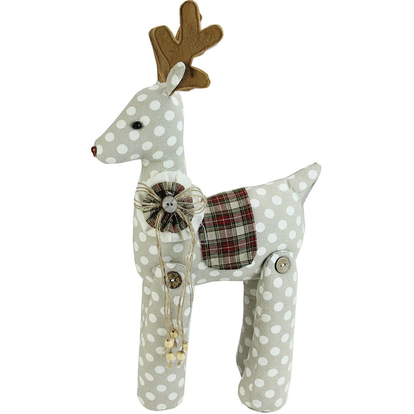 Northlight Polka Dot and Plaid Reindeer Christmas Figurine - 20&#x22;