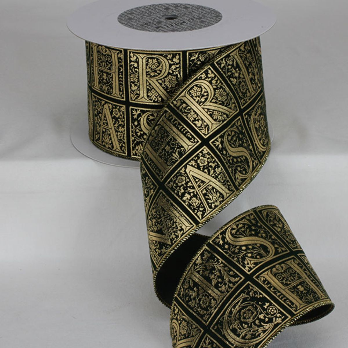 The Ribbon People Metallic Gold and Navy Blue Christmas Wired Craft Ribbon 4&#x22; x 27 Yards
