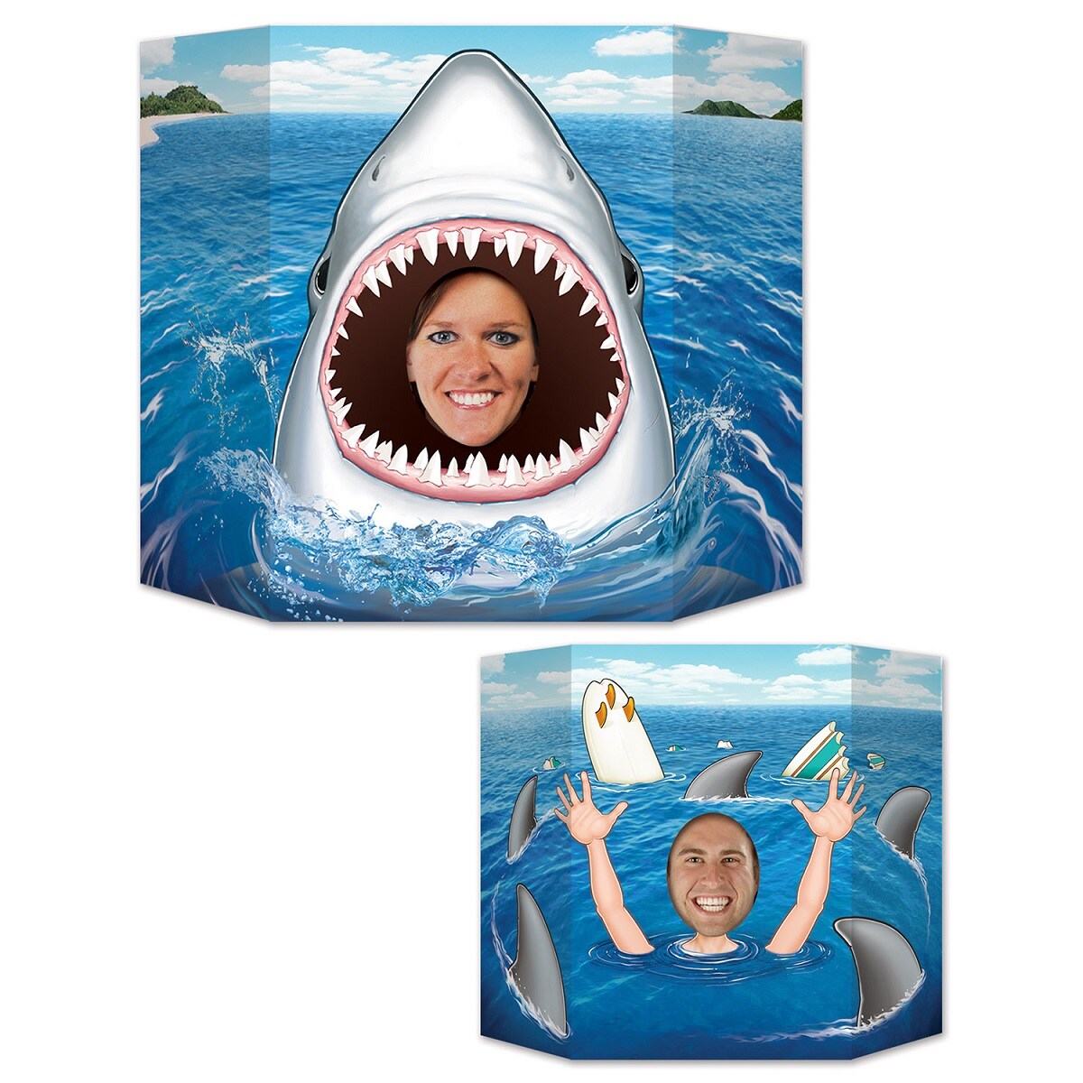 Party Central Pack of 6 blue Under the Sea Shark Cutout Photo Prop Decors 3'