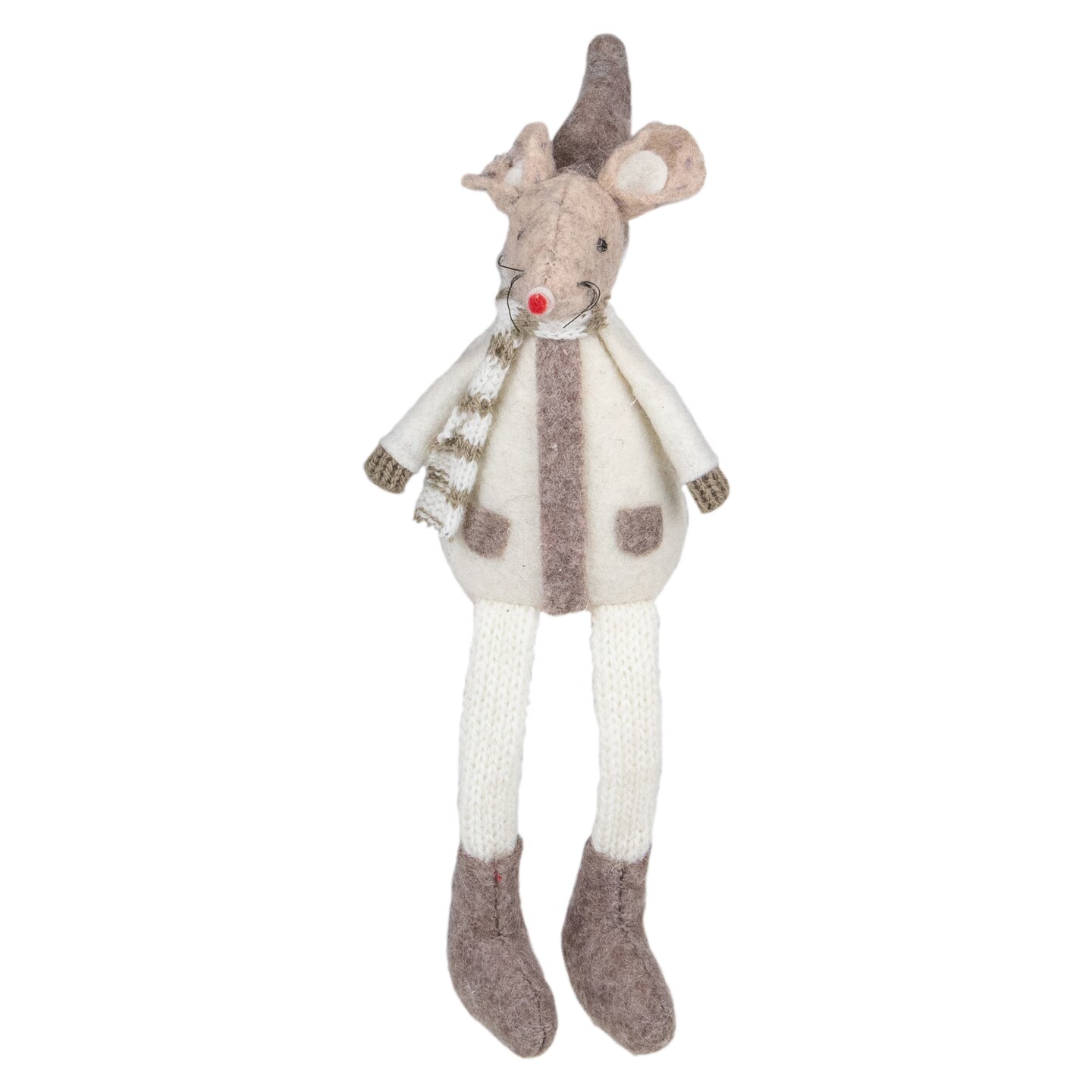Northlight Plush Sitting Mouse Christmas Figure - 9.5&#x22; - Cream