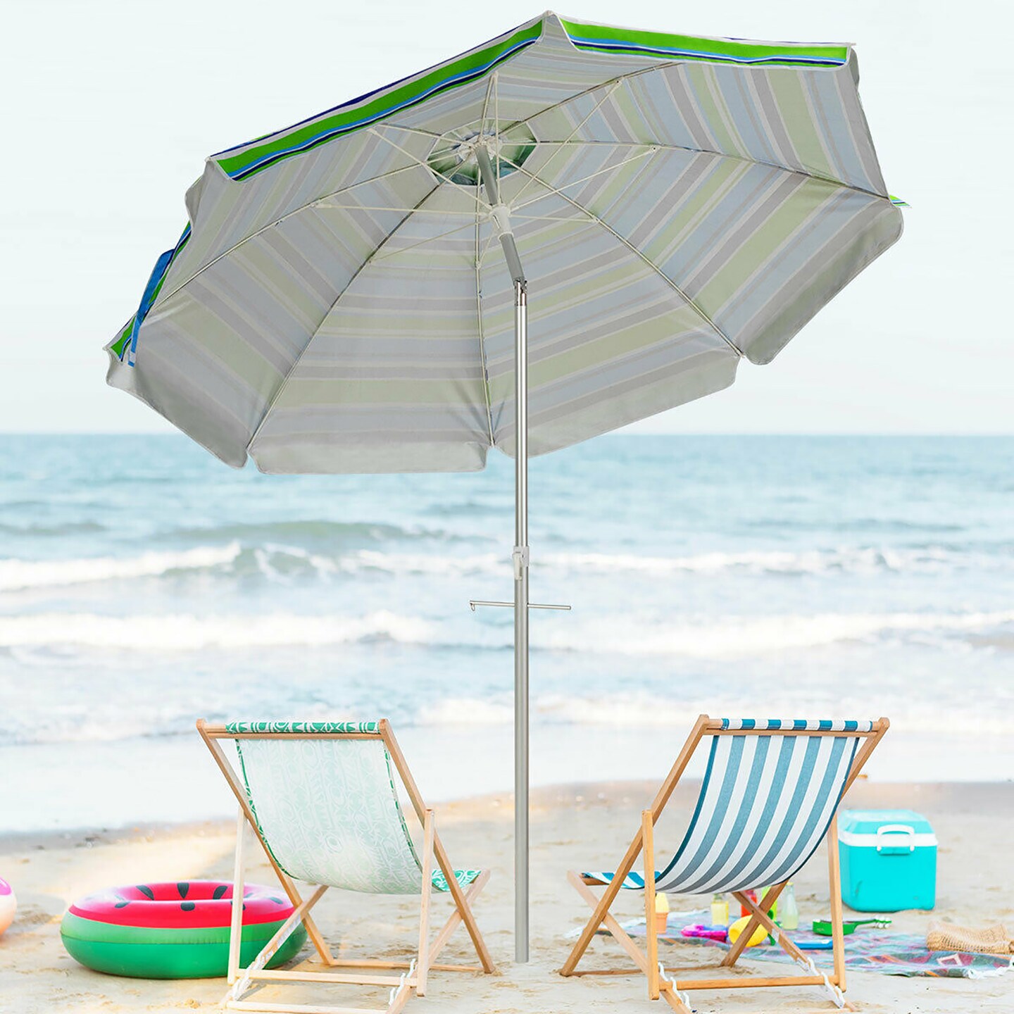 Costway 6.5FT Patio Beach Umbrella Sun Shade Tilt W/Carry Bag Turquoise