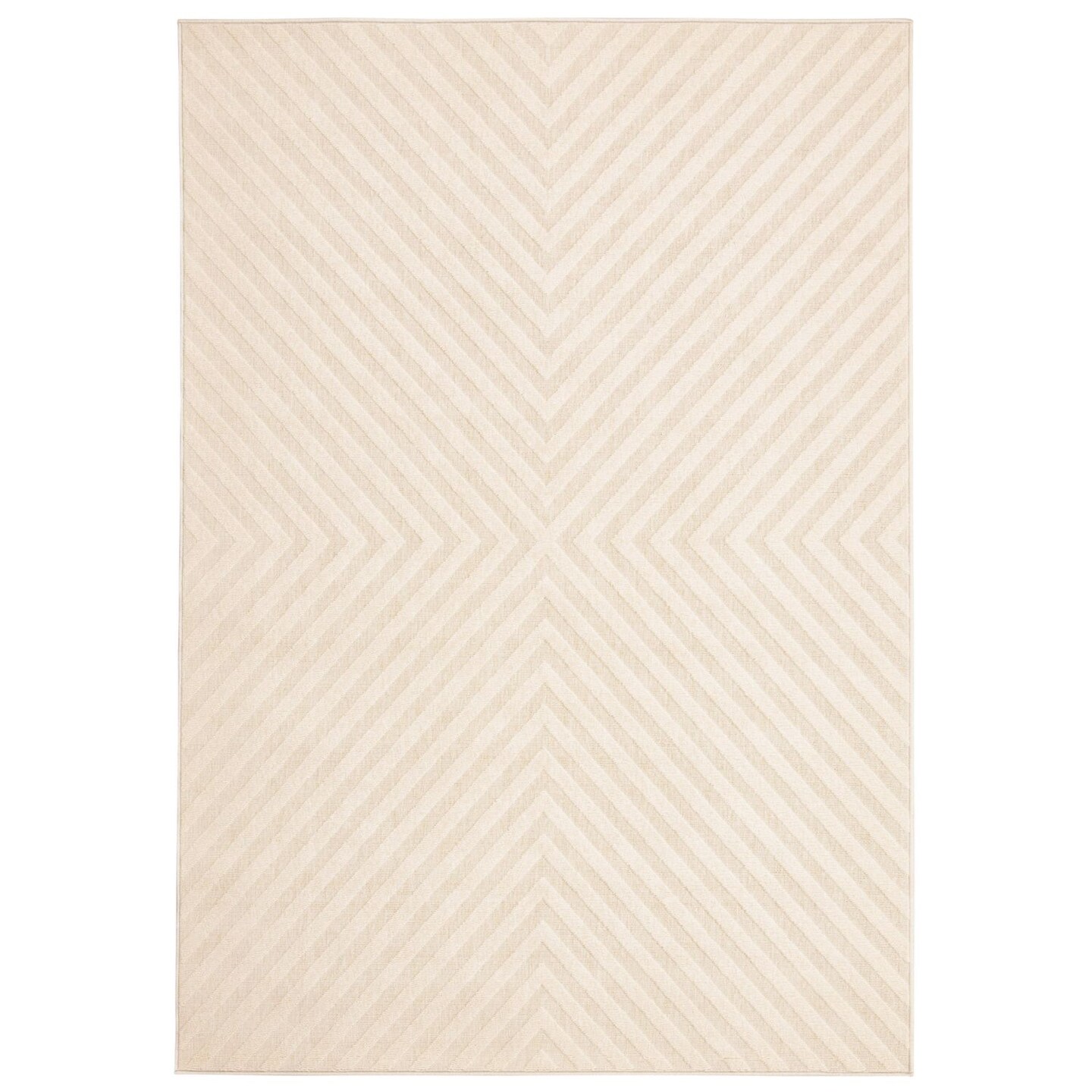 Chaudhary Living 4.5&#x27; x 6.5&#x27; Abstract Rectangular Outdoor Area Throw Rug - Cream