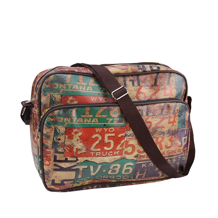 Northlight 15" Decorative Vintage-Style License Plate Design Crossbody Bag/Purse with Strap