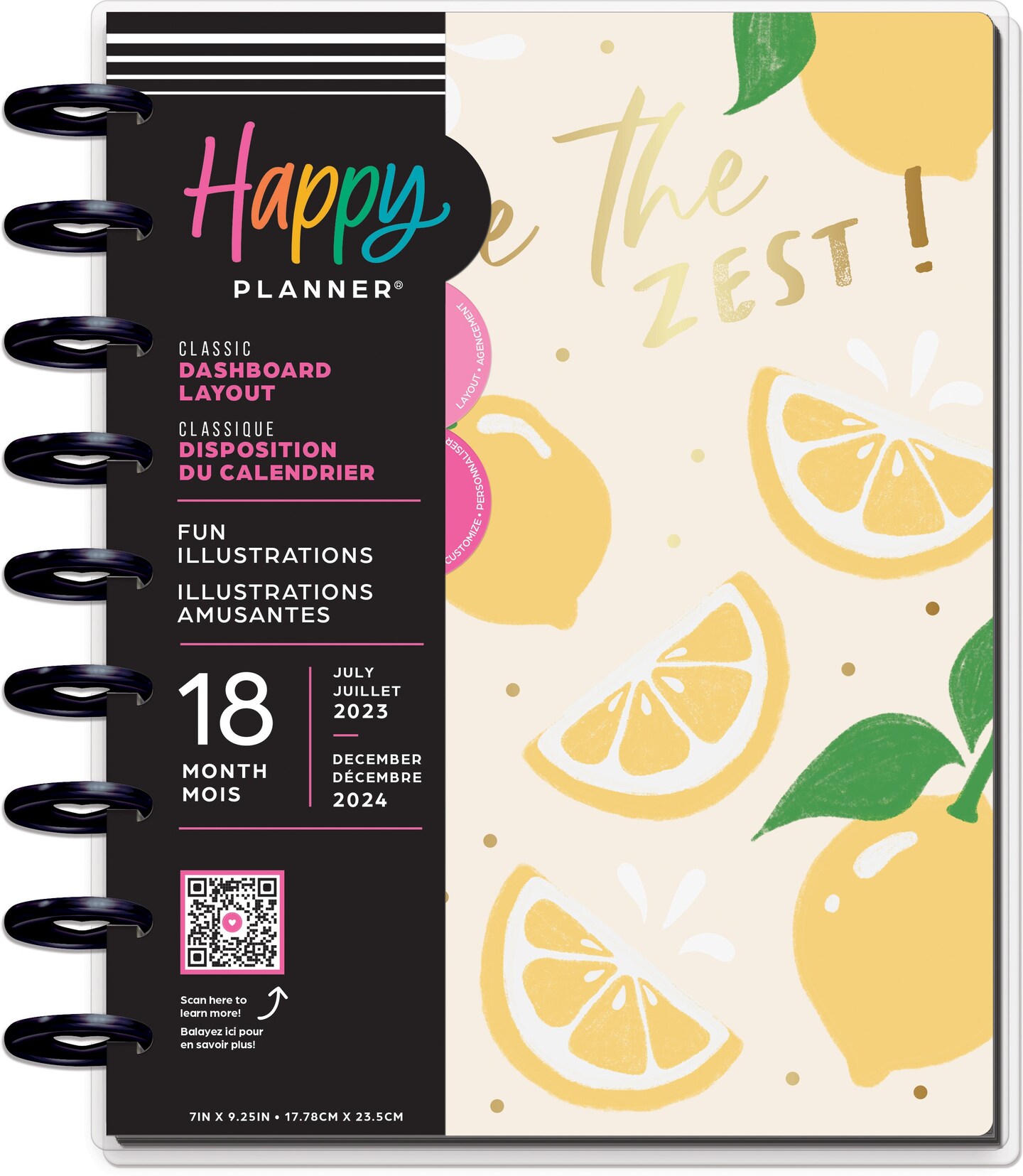 Happy Planner Classic 18-Month Planner-Fun Illustrations; July '23 - Dec. '24