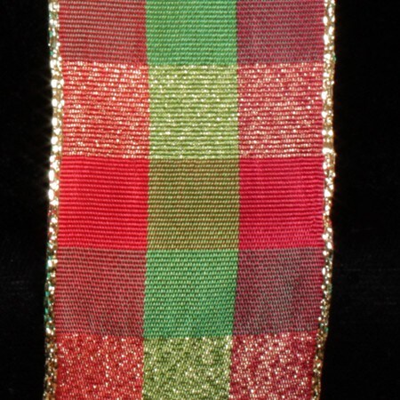 The Ribbon People Red and Green Checkered Wire Craft Ribbon 1.5&#x22; x 27 Yards