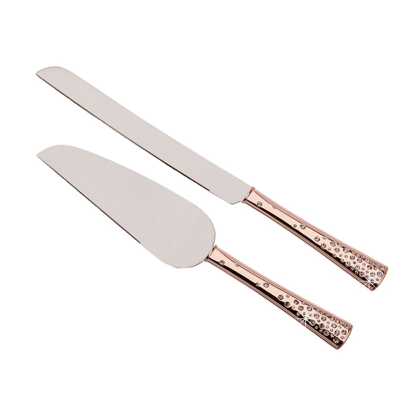 Contemporary Home Living Set of 2 Galaxy Rose Gold Knife and Server Set