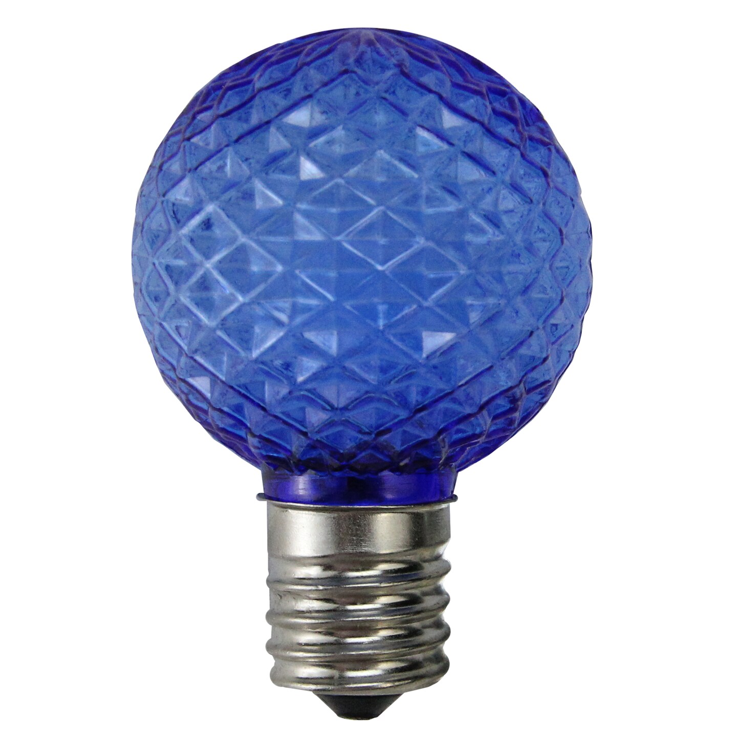 Northlight Faceted LED G40 Globe Christmas Replacement Bulbs - Blue - Pack of 25