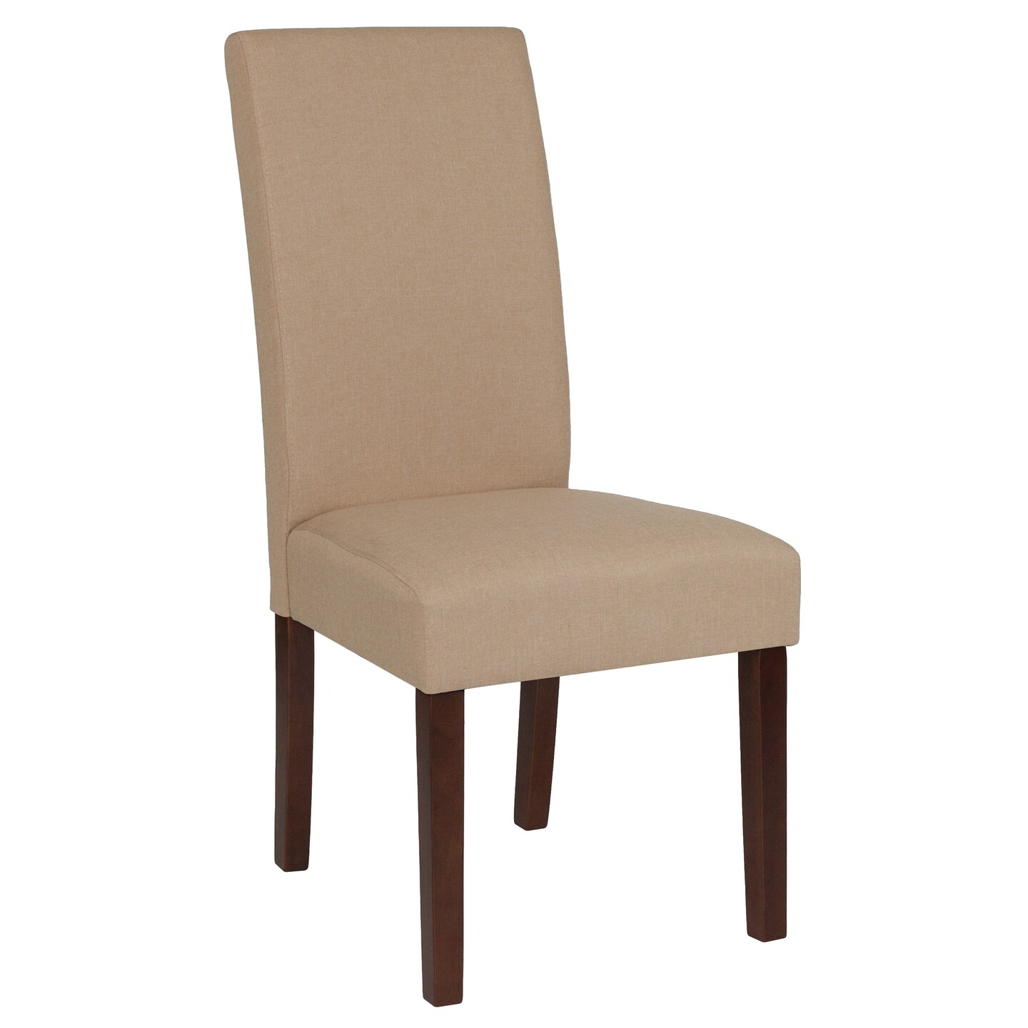 Flash Furniture 40&#x22; Beige and Brown Contemporary Upholstered Parsons Chair with Panel Back