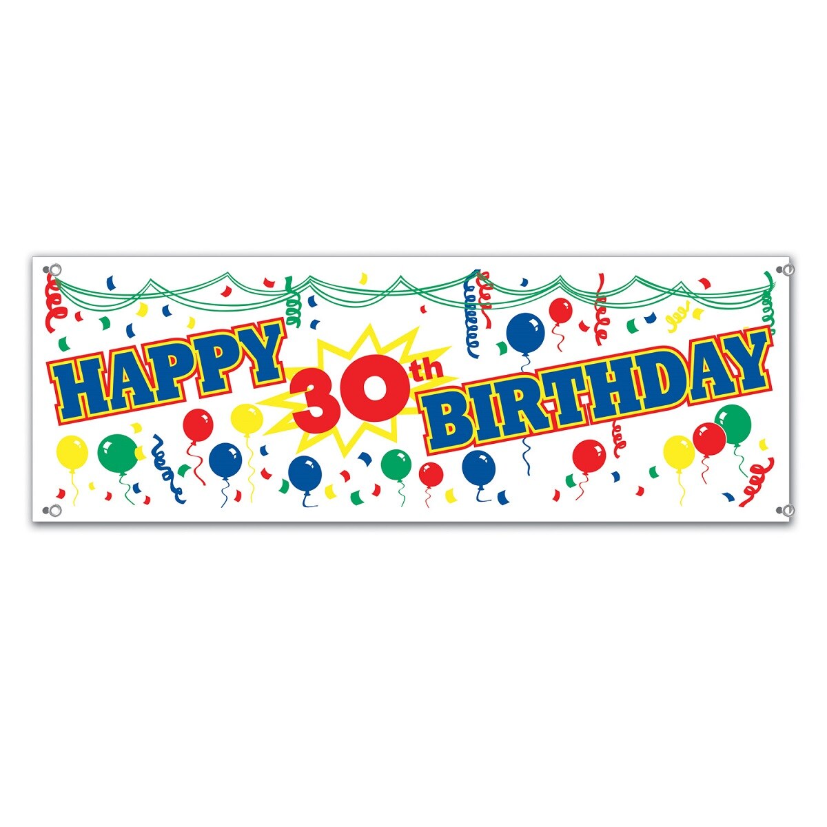 Beistle Club Pack of 12 Fun and Festive Happy 30th Birthday Sign Banner 60"