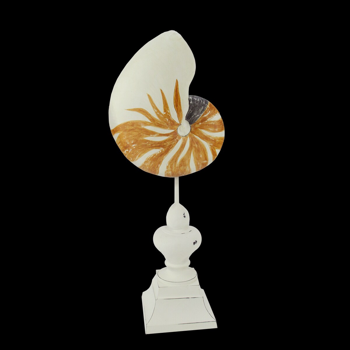 Gallerie II 14&#x22; Beach Inspired Orange and Cream Seaside Seashell on Pedestal Finial Decoration