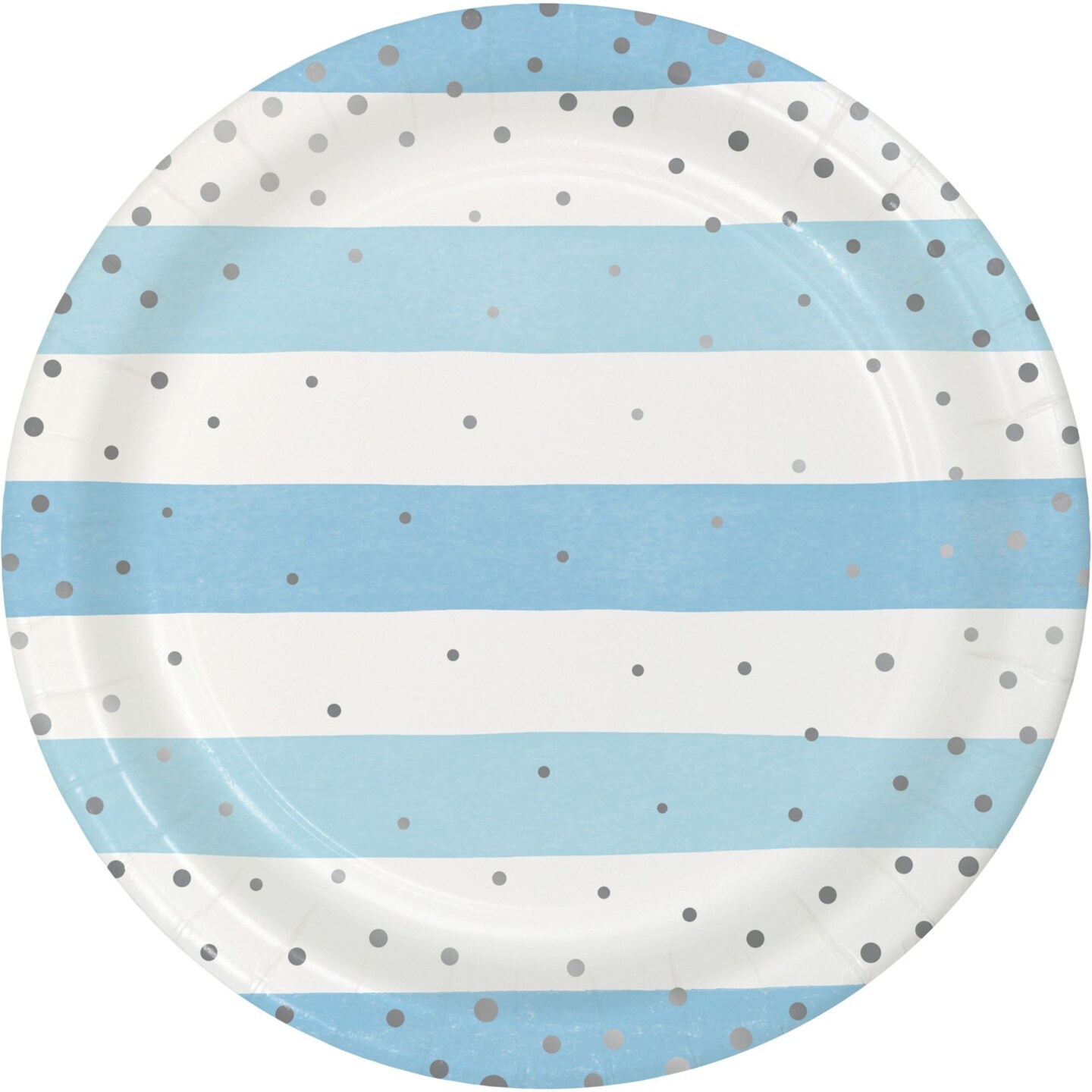 Party Central Disposable Striped Paper Party Dinner Plates - 9" - Blue - Club Pack of 96