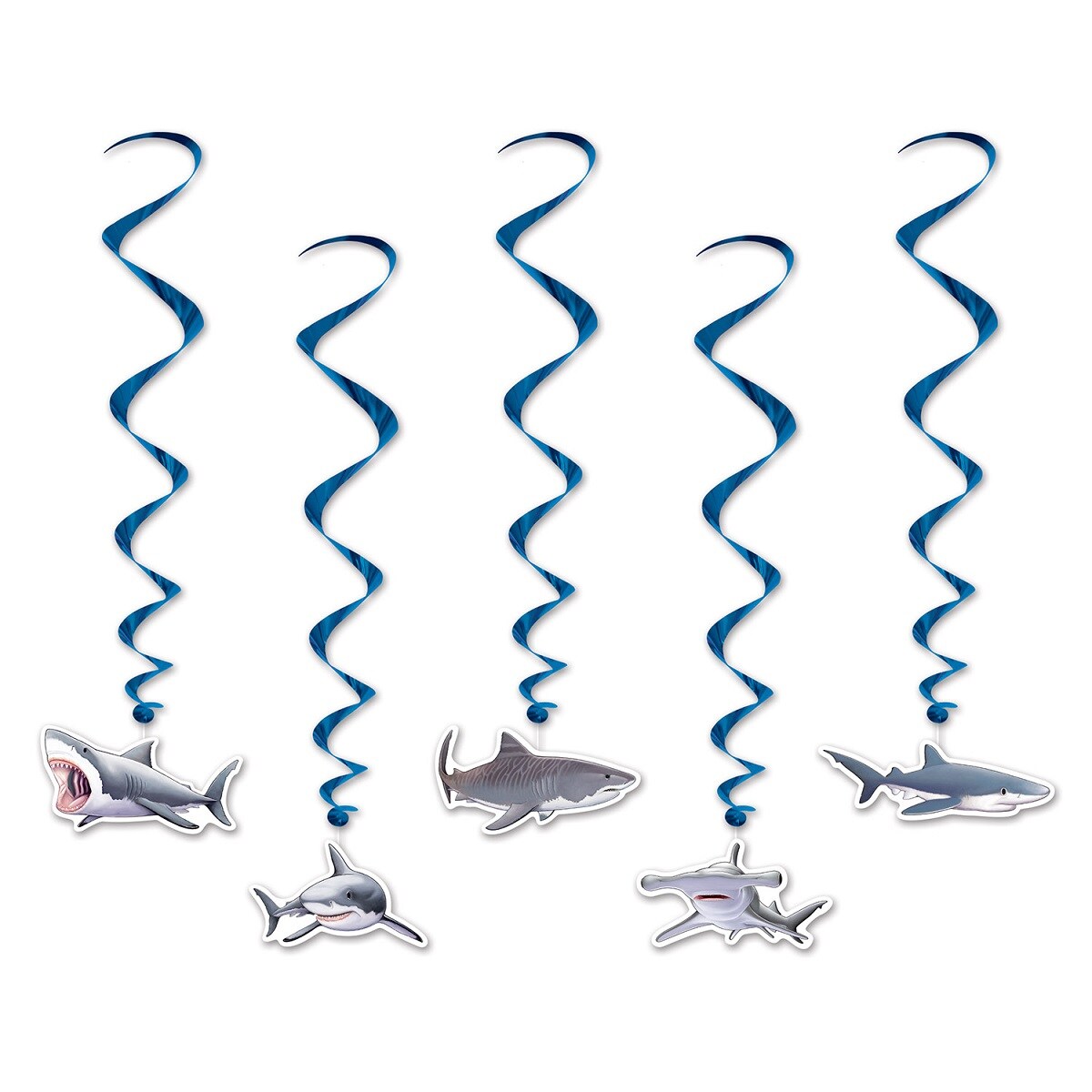 Party Central Club Pack of 30 Blue and Gray Under the Sea Shark Whirl Decors 36&#x22;