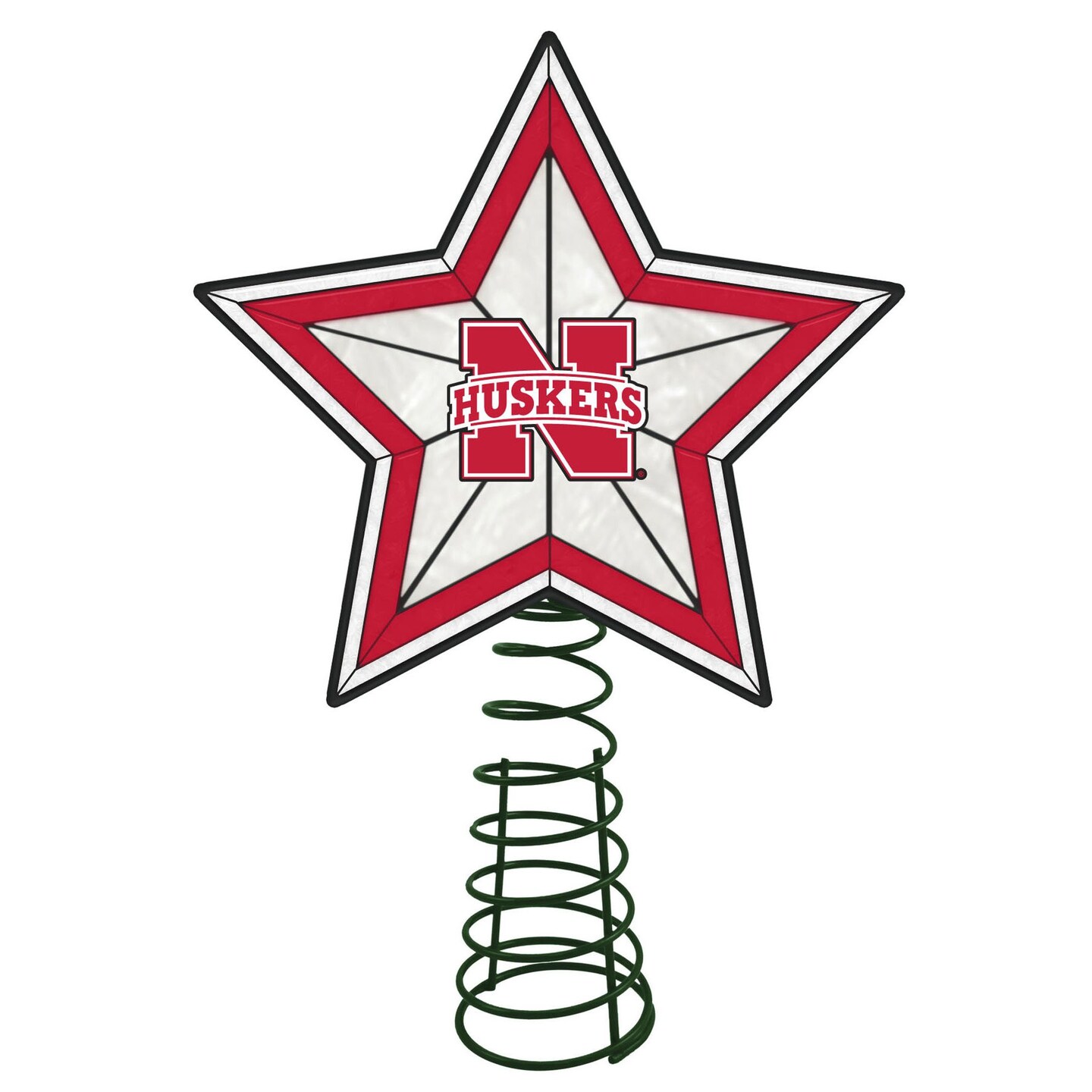 The Memory Company 10" Lighted Red and White Star NCAA Nebraska Cornhuskers Christmas Tree Topper