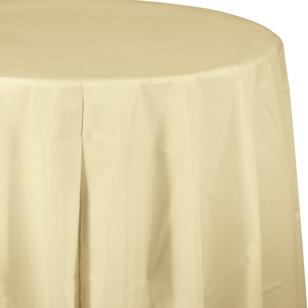 Party Central Club Pack of 12 Ivory Octy-Round Disposable Table Covers 82&#x22;