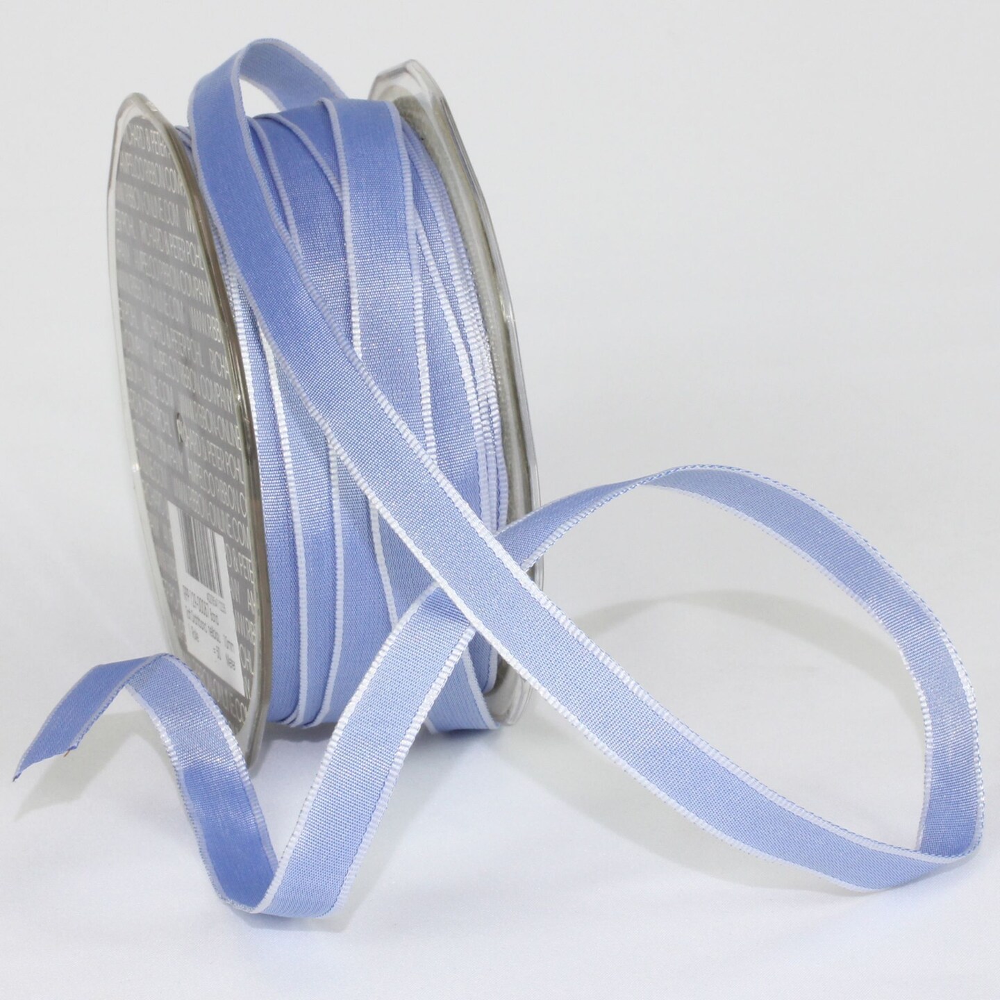 The Ribbon People Light Blue and White French Wired Craft Ribbon 0.25" x 108 Yards