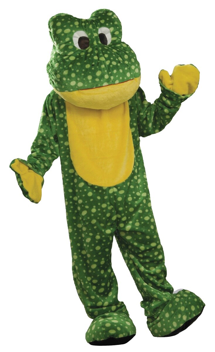 The Costume Center Green and Yellow Plush Frog Mascot Unisex Adult Halloween Costume - One Size
