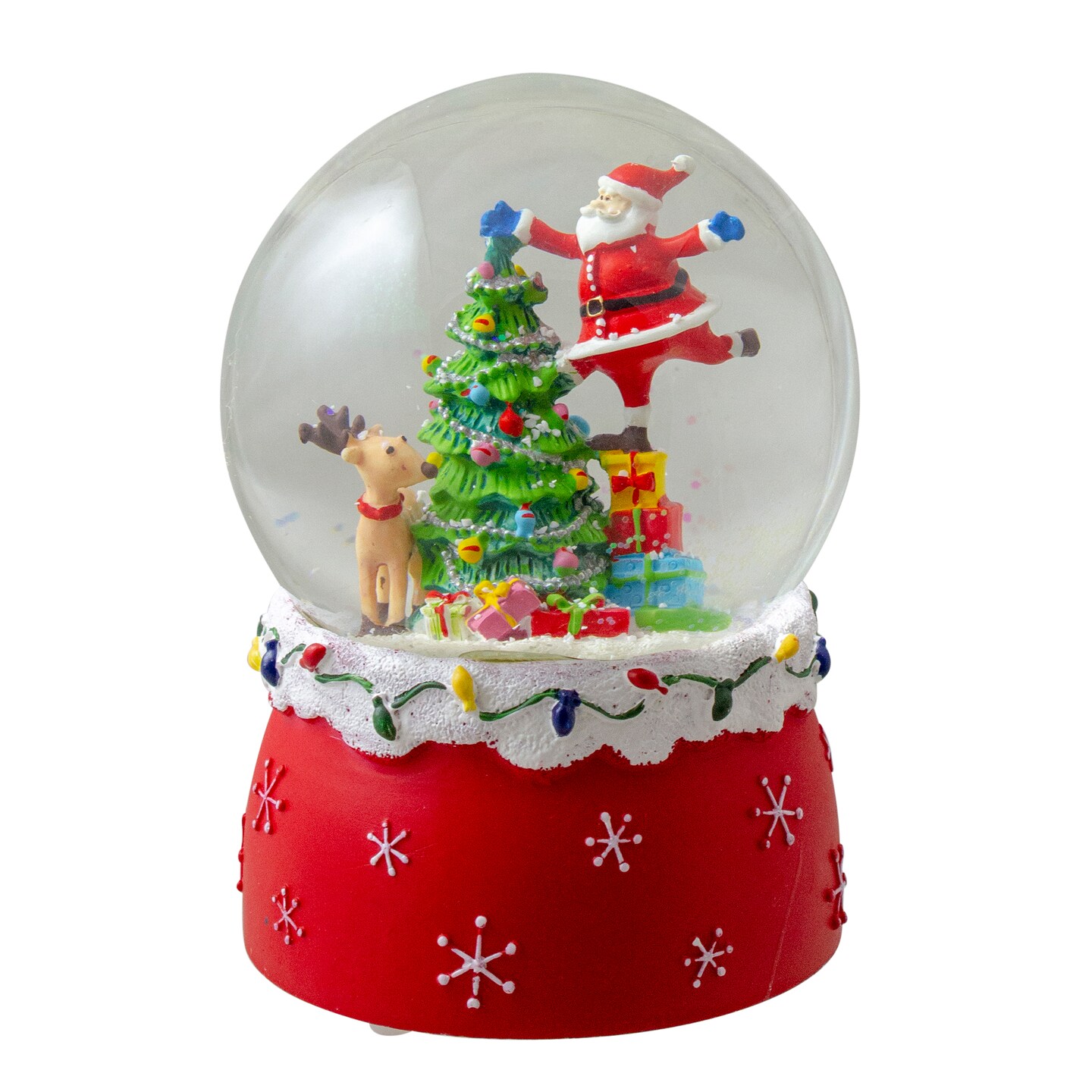Northlight 5.75&#x22; Santa Decorating a Christmas Tree Musical Snow Globe