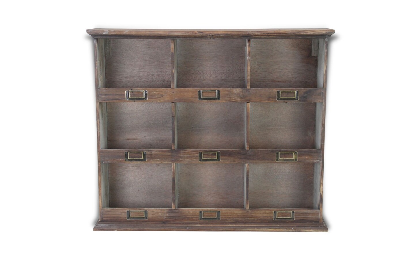 Contemporary Home Living 26.75" Brown Vintage Distressed Wooden Wall with 9ct Cubbies