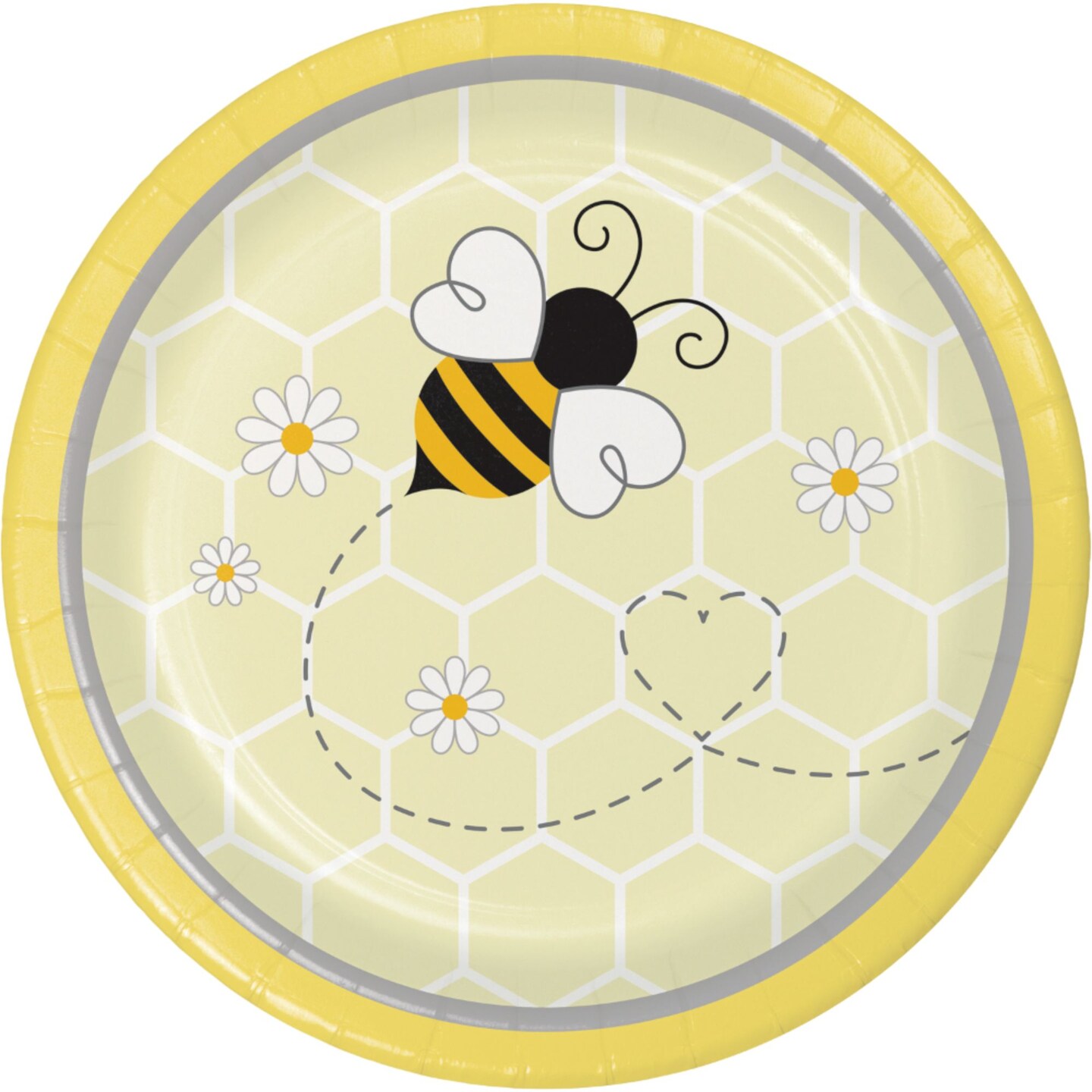 Party Central Disposable Bumblebee Paper Party Dessert Plates - 6.75" - Club Pack of 96