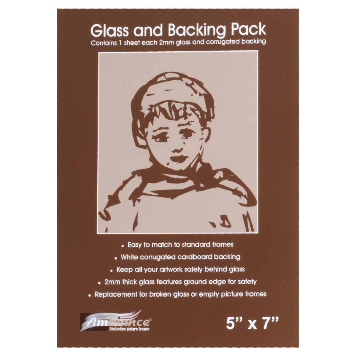 Ambiance Picture Frame Glass and Backing - 2mm Thick Glass Sheet, Box of 12 - Glass Panel for Open Back Frames or Glass Replacement - Includes White Corrugated Cardboard Backing