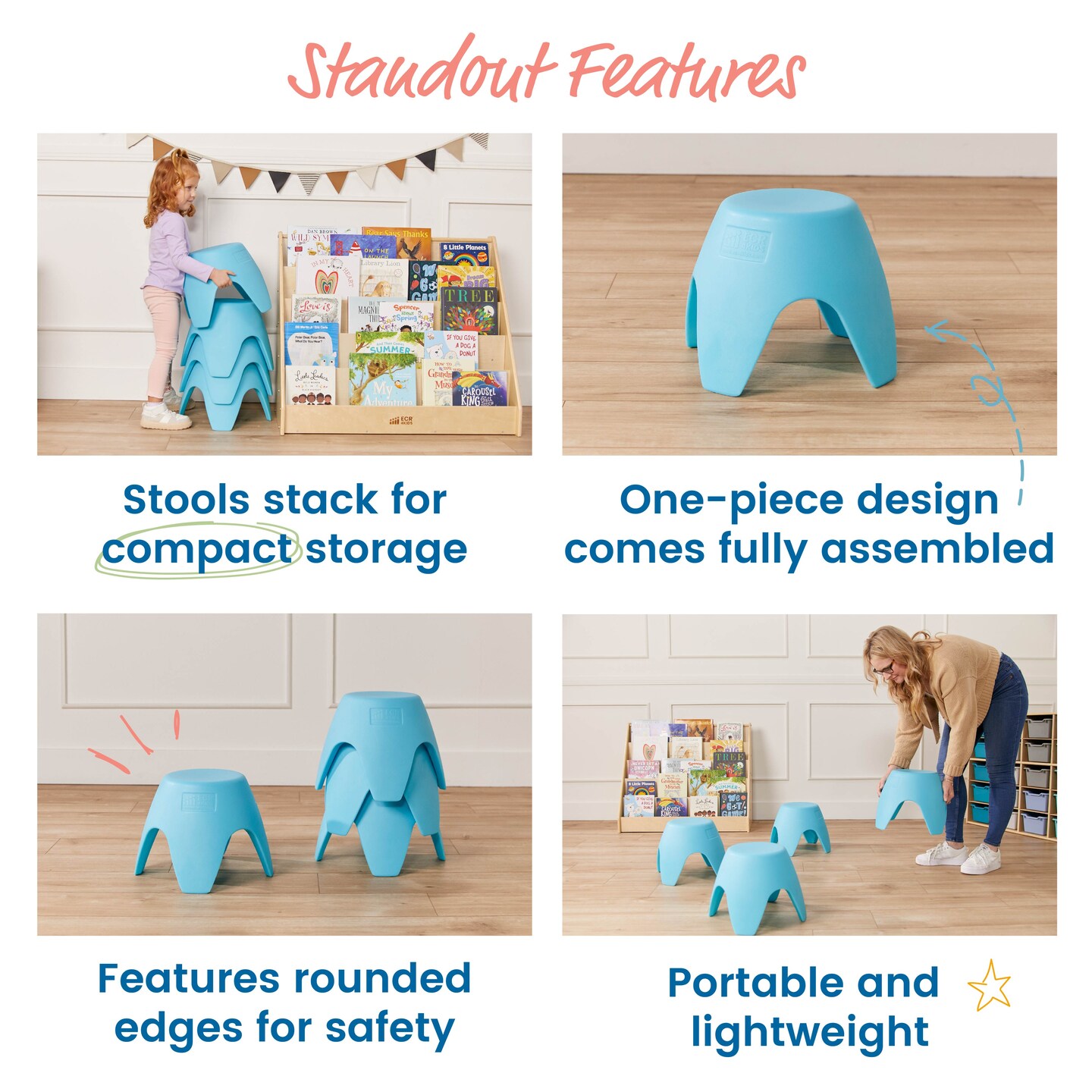 Ayana Stool Set, Flexible Seating, 4-Pack