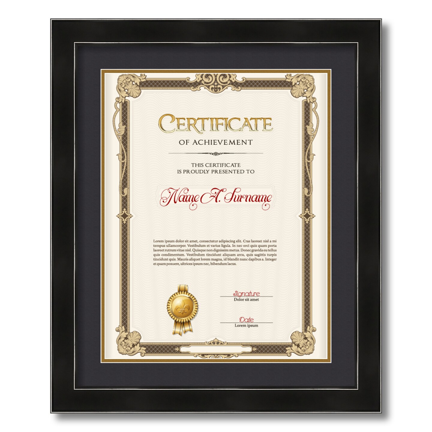 ArtToFrames 18x14 inch Diploma Frame - Framed with Black and Gold Mats, Comes with Regular Acrylic and Sawtooth Hanger for Wall Hanging (D-18x14)