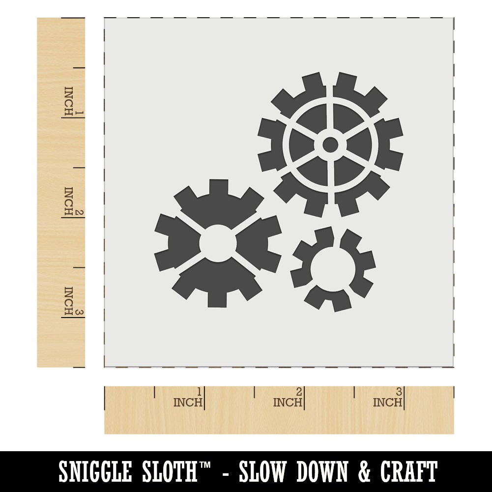 Group of Gears Steampunk Wall Cookie DIY Craft Reusable Stencil