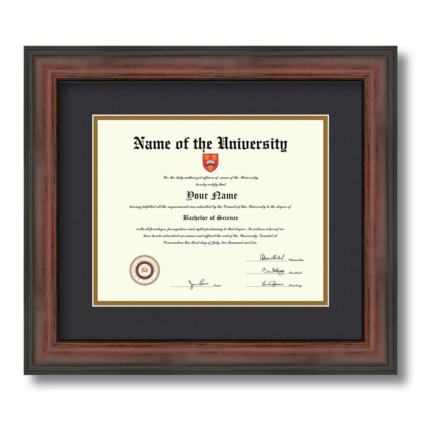 ArtToFrames 8x10 inch Diploma Frame - Framed with Black and Gold Mats, Comes with Regular Glass and Sawtooth Hanger for Wall Hanging (D-8x10)
