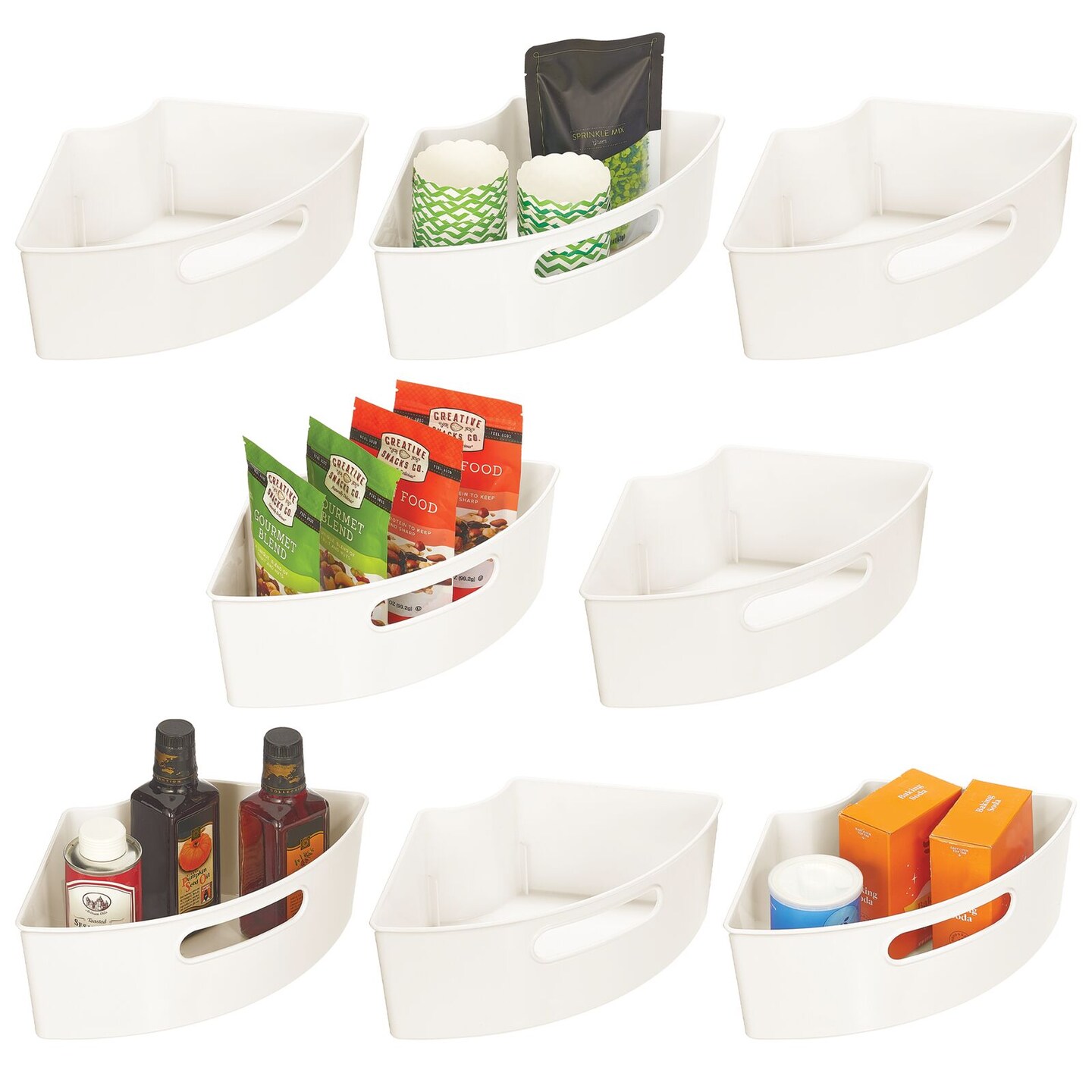 mDesign Lazy Susan Kitchen Food Storage Organizer Bin, 1/4 Wedge, 4 Pack