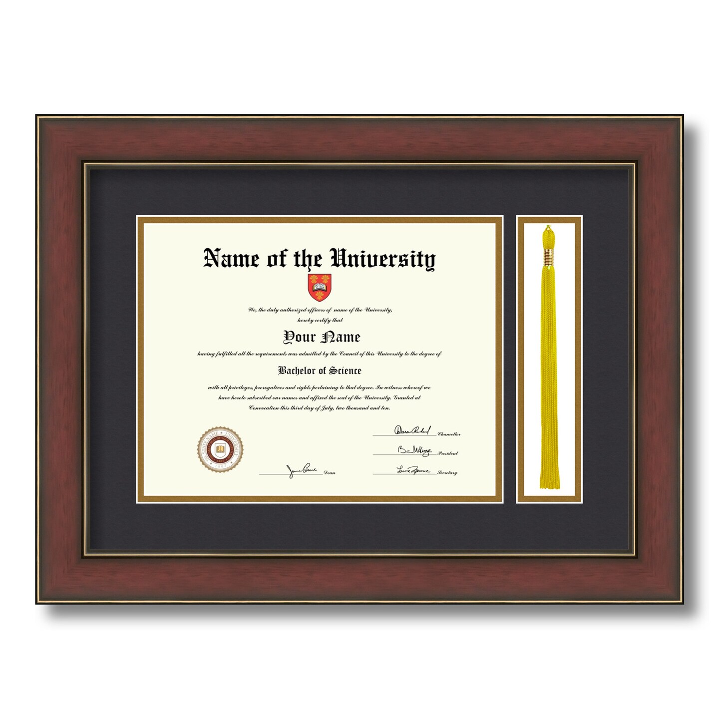 ArtToFrames 8.5x11 inch Diploma Frame with Tassel Opening - Framed with Black and Gold Mats, Comes with Regular Glass and Sawtooth Hanger for Wall Hanging (DT-8.5x11)