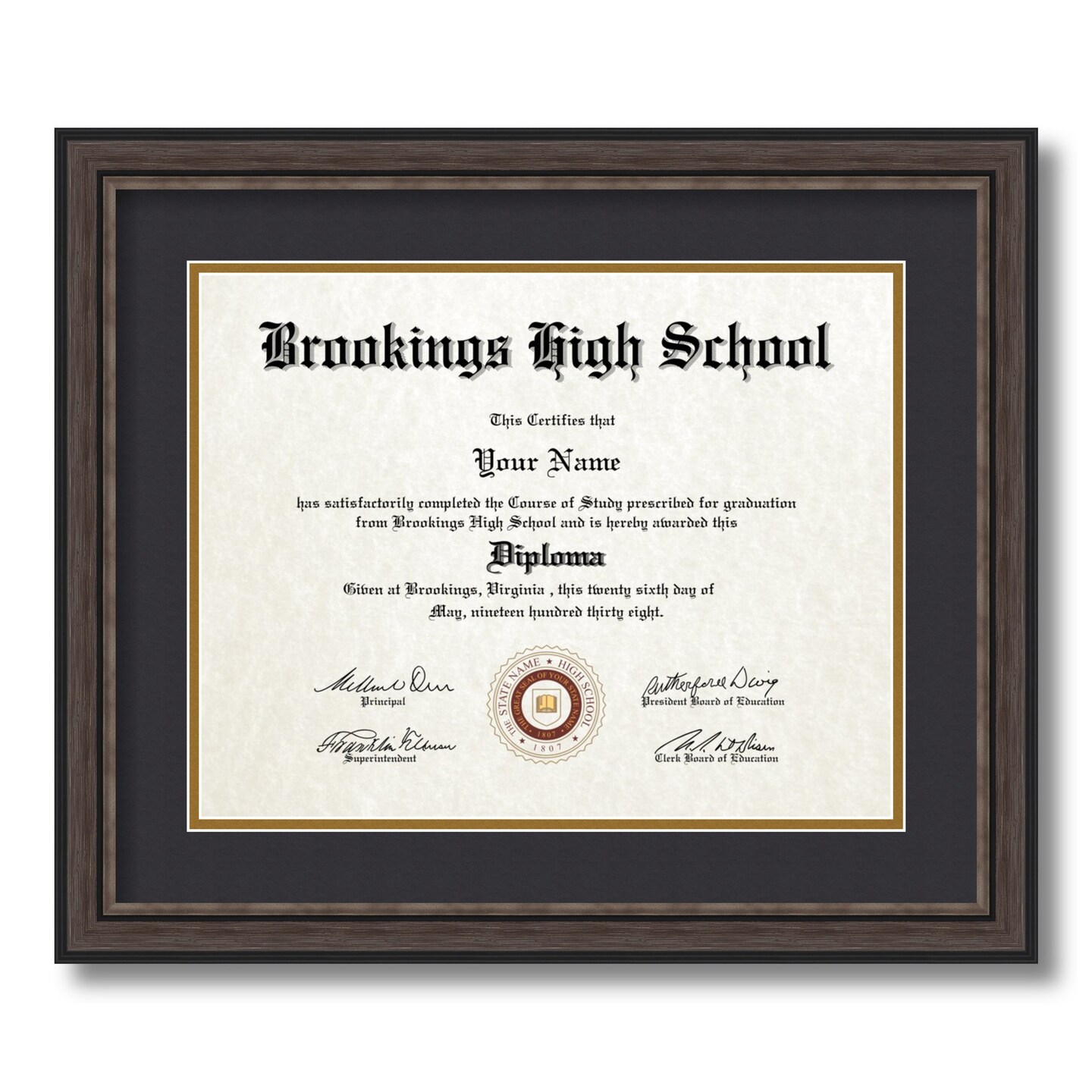 ArtToFrames 11x14 inch Diploma Frame - Framed with Black and Gold Mats, Comes with Regular Glass and Sawtooth Hanger for Wall Hanging (D-11x14)