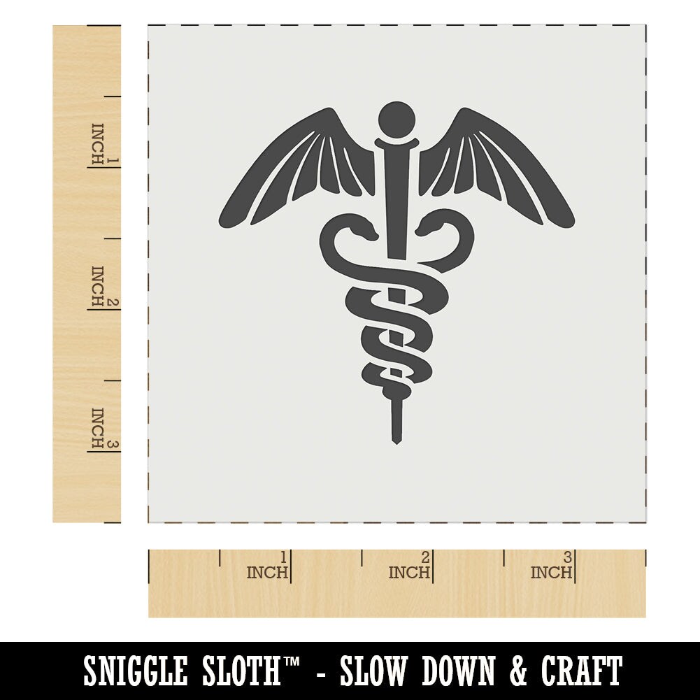 Caduceus Health Medical Symbol Wall Cookie DIY Craft Reusable Stencil