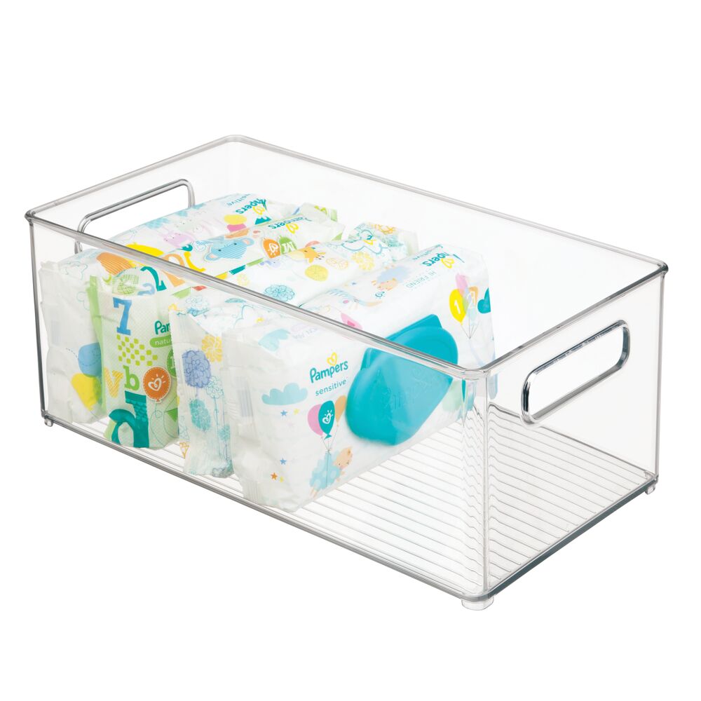 mDesign Plastic Kitchen Baby Food Storage Bin with Handle, Color: Clear ...