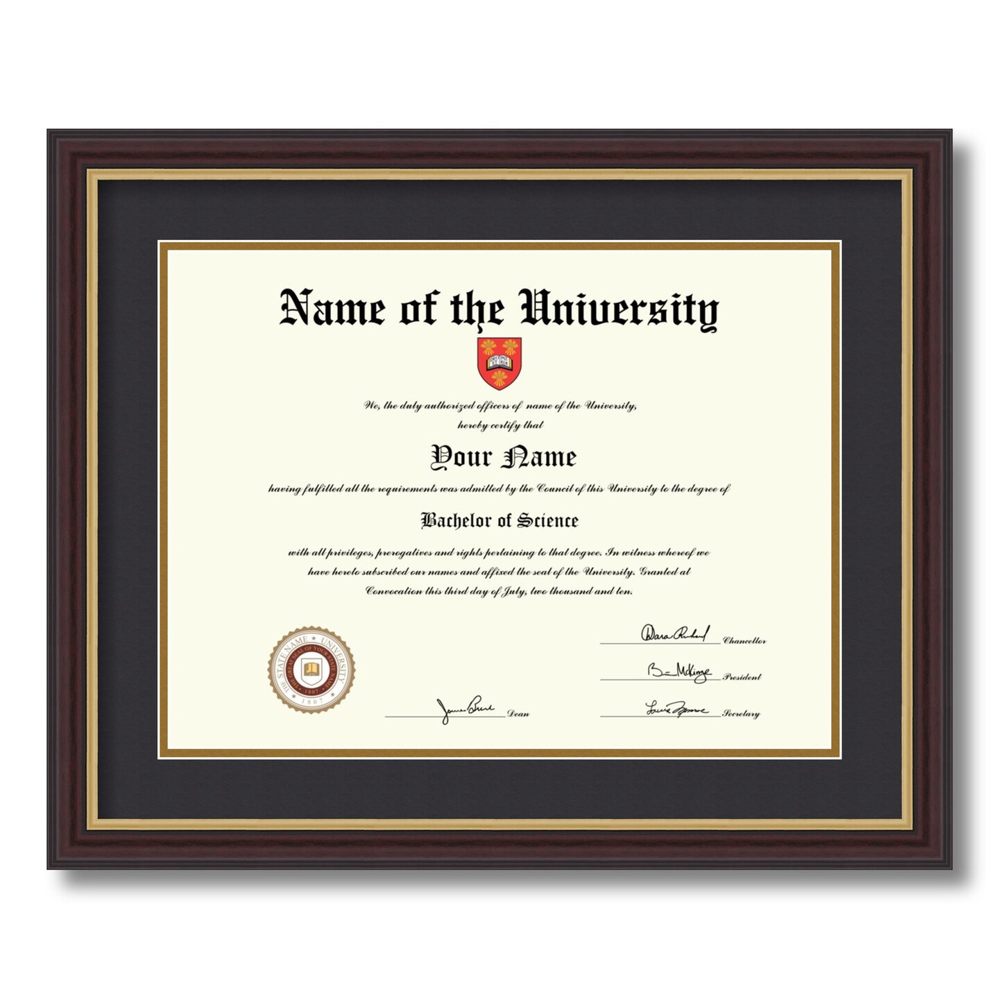 ArtToFrames 12x16 inch Diploma Frame - Framed with Black and Gold Mats, Comes with Regular Acrylic and Wire Hanger for Wall Hanging (D-12x16)