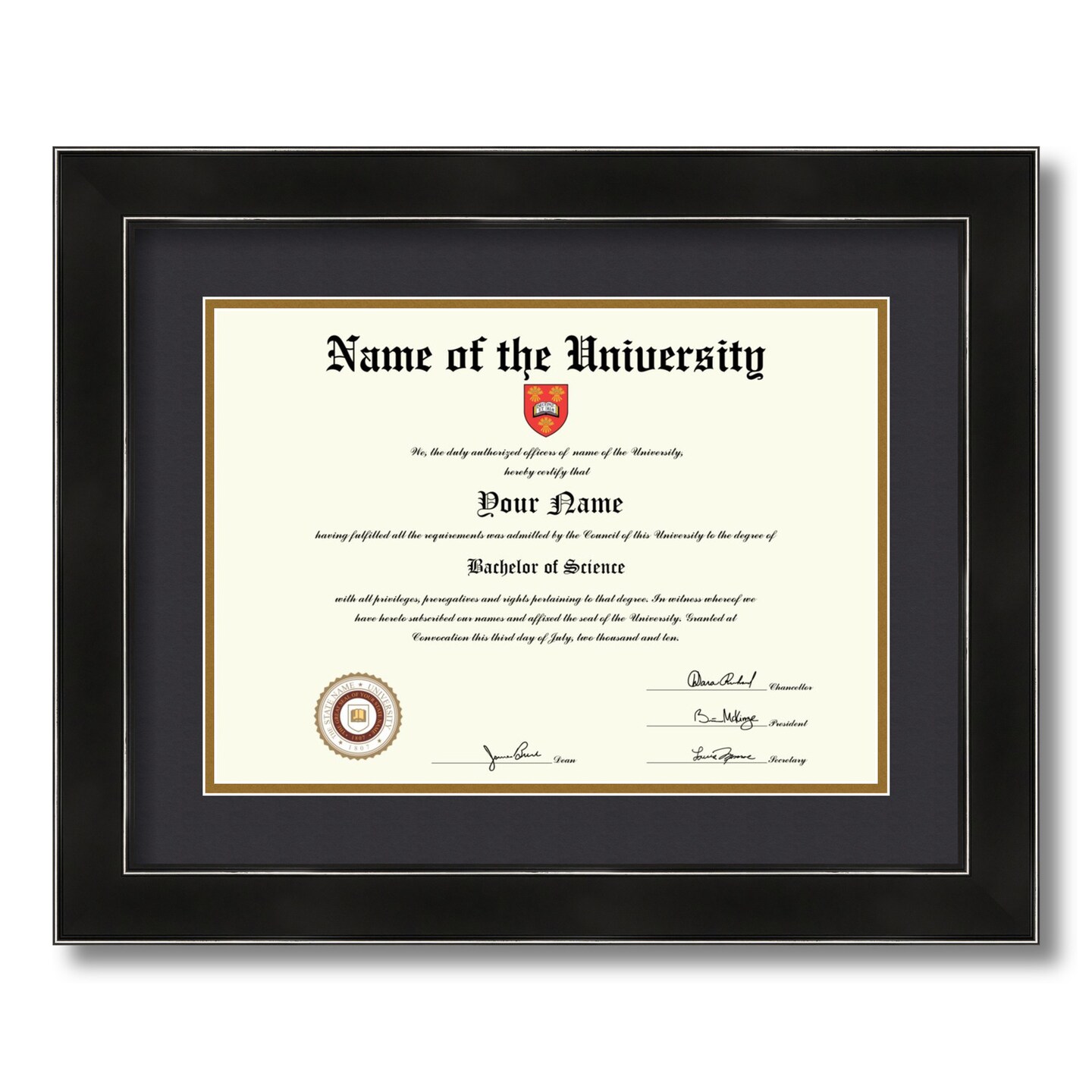 ArtToFrames 10x14 inch Diploma Frame - Framed with Black and Gold Mats, Comes with Regular Glass and Sawtooth Hanger for Wall Hanging (D-10x14)