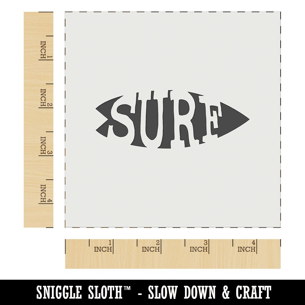 Surfing Surfboard Fun Text Wall Cookie DIY Craft Reusable Stencil