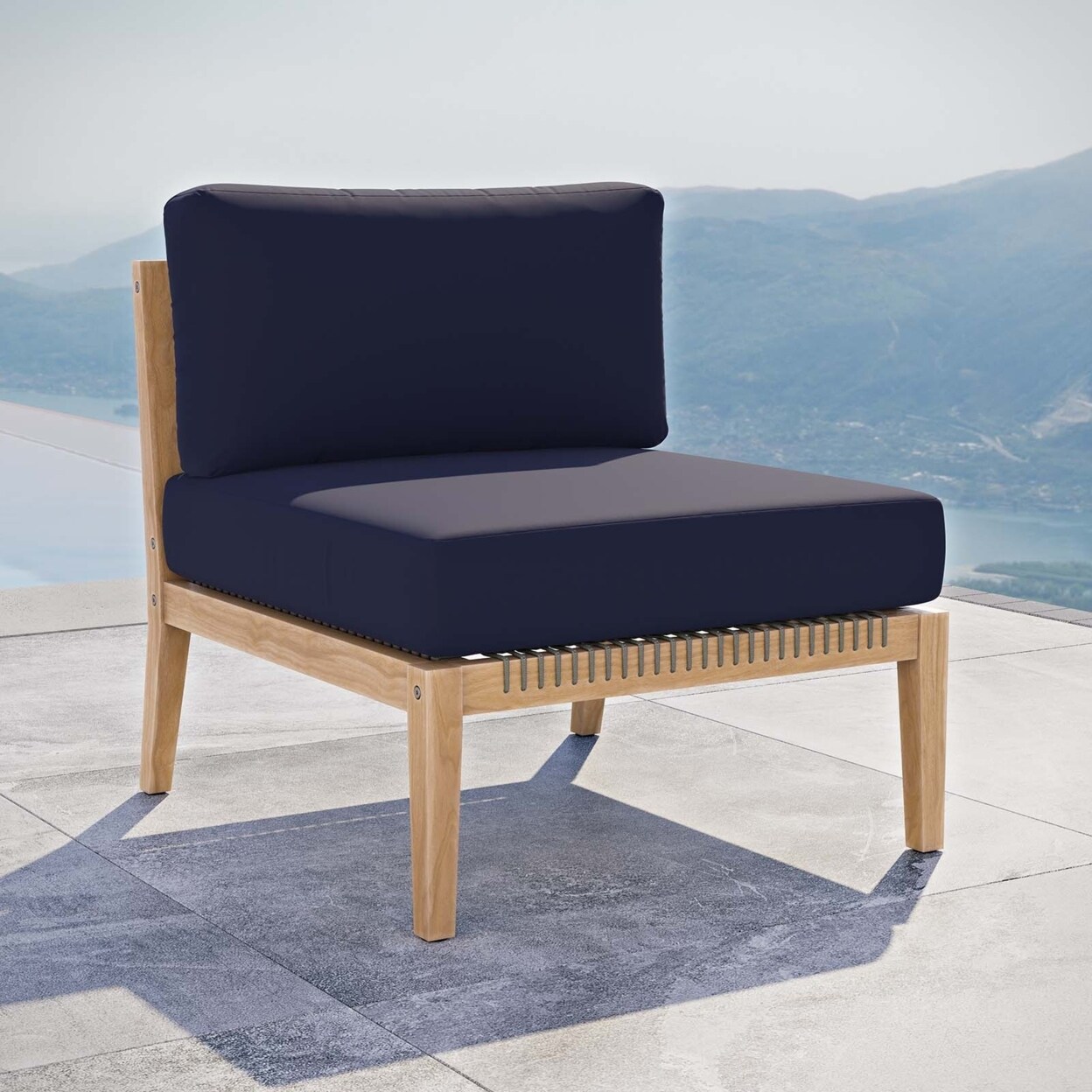 Modway Clearwater Outdoor Patio Teak Wood Armless Chair