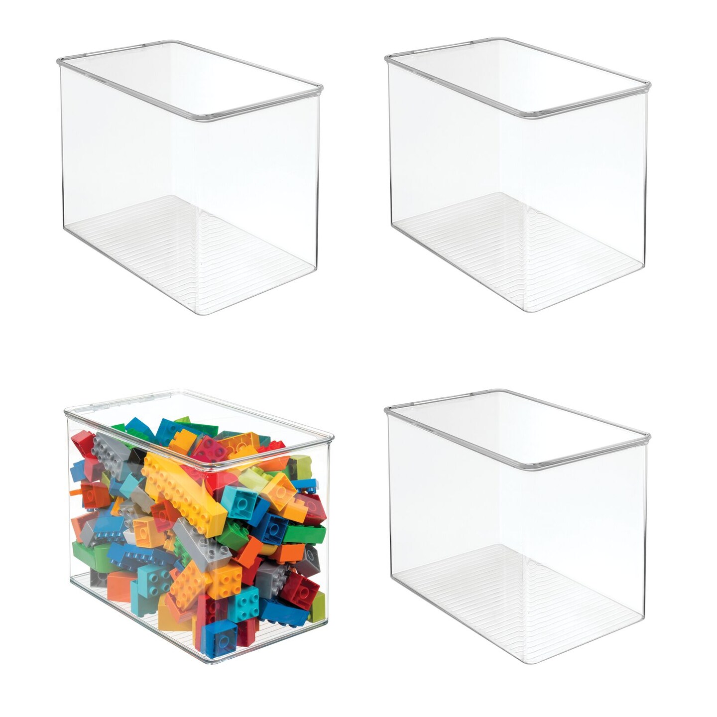 mDesign Plastic Stackable Closet Storage Bin Box with Lid