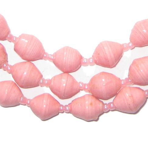 Recycled Paper Bead Necklace from Uganda - Fair Trade African Jewelry by The Bead Chest (Pink)