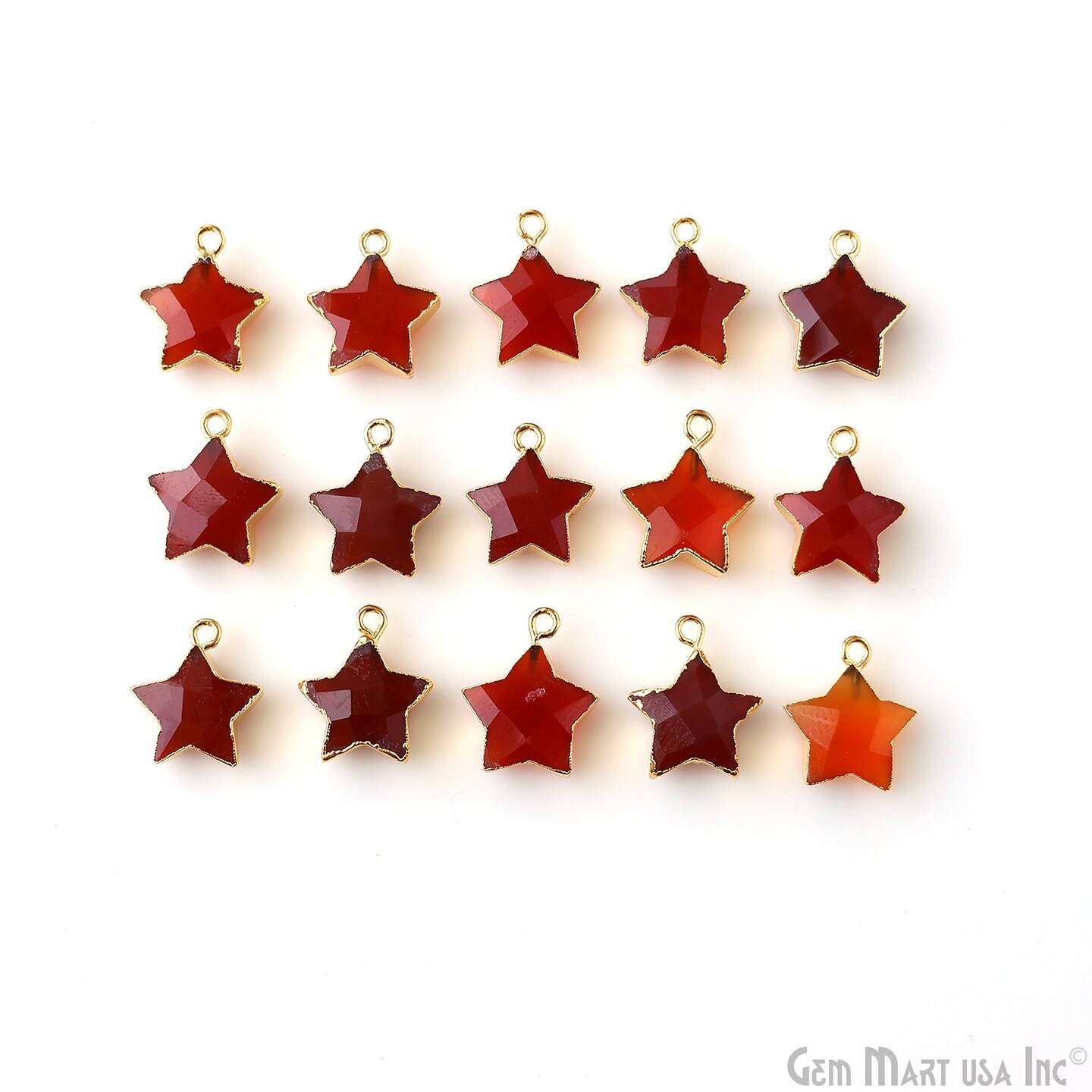 Star Gemstone Connector, Gold Electroplated Natural Gem, Single Bail DIY Jewelry Pendant, 16X14mm, GemMartUSA (50045)