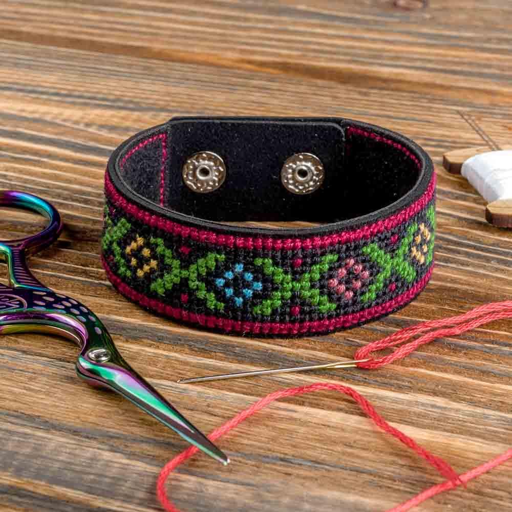 Cross-stitch kit on artificial leather