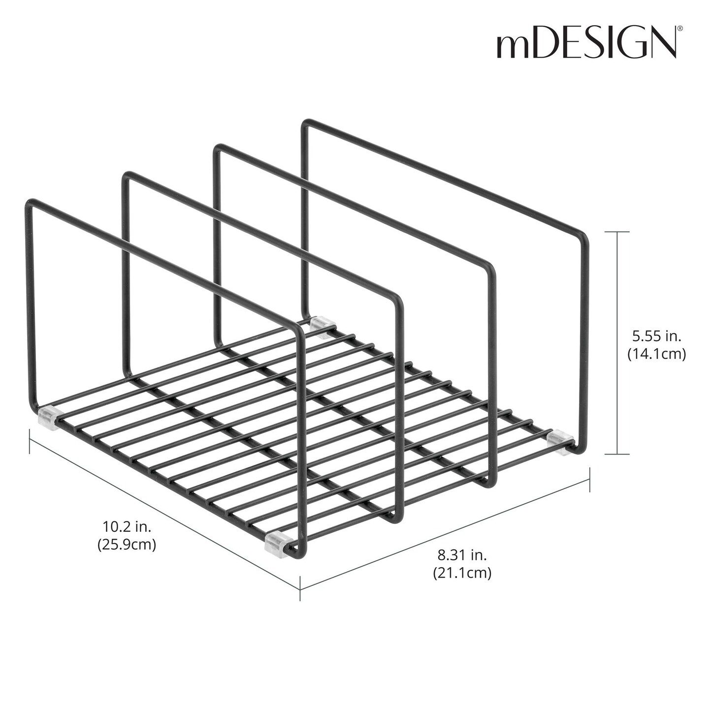 mDesign Steel Cookware Storage Organizer Rack for Kitchen - 2 Pack
