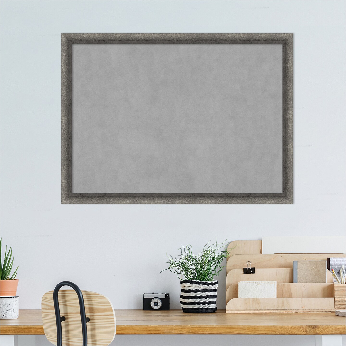Burnished Concrete Narrow Wood Framed Magnetic Board
