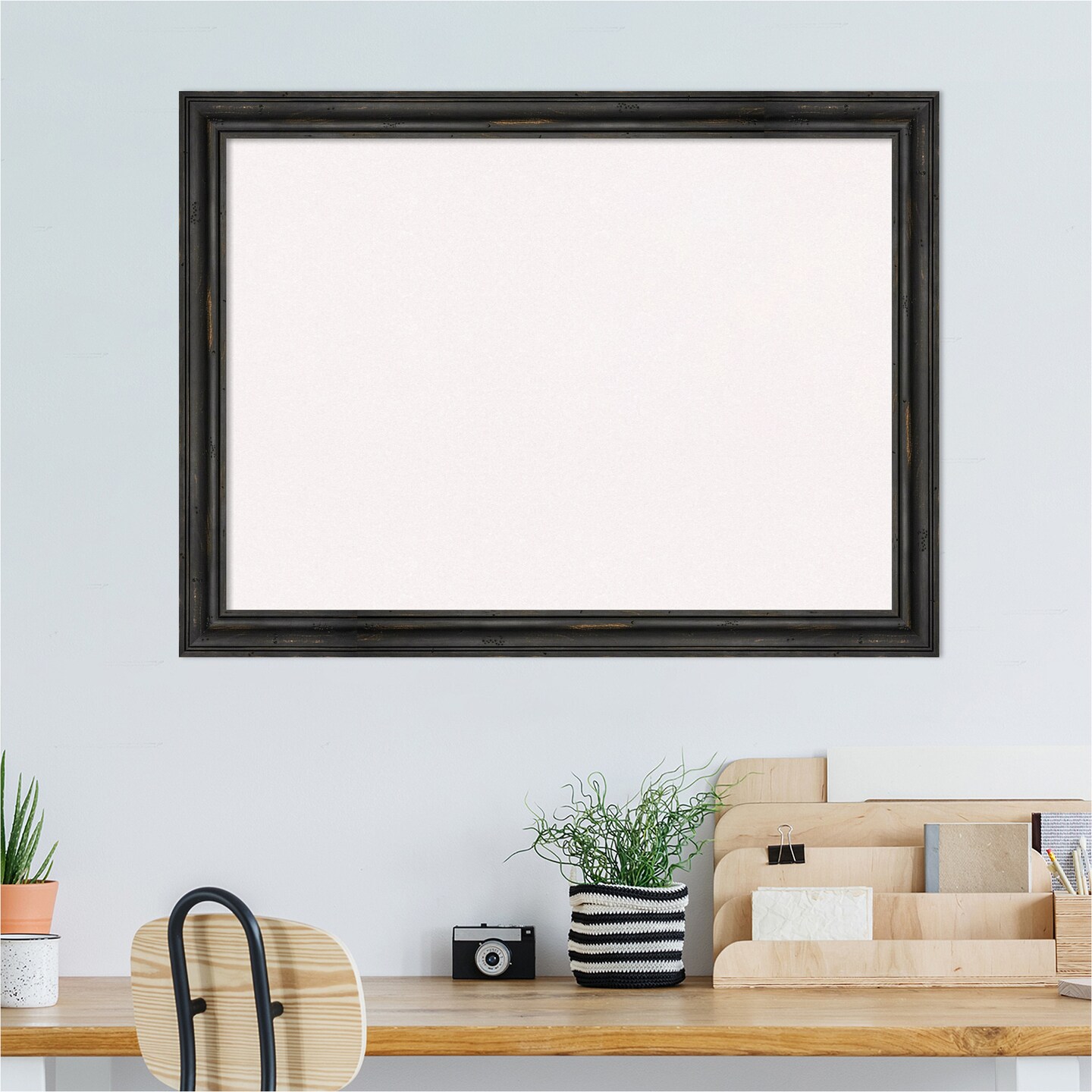 Rustic Pine Narrow Wood Framed Corkboard, White Cork