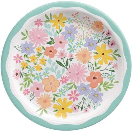 Springtime Blooms 10.5-inch Paper Plates 8 Per Pack