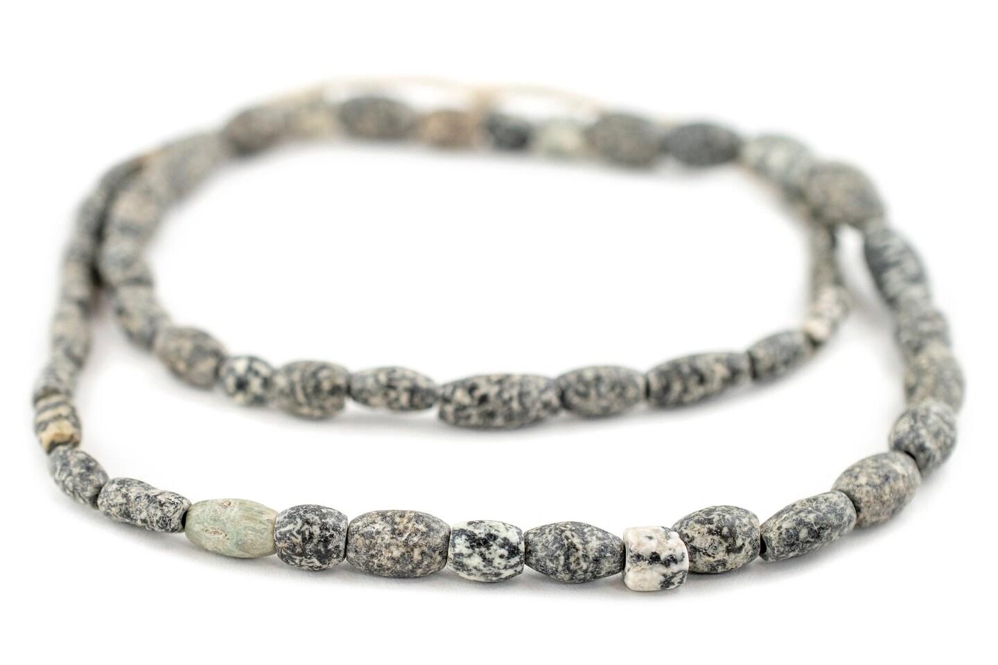 TheBeadChest Ancient Oval Mali Granite Stone Beads 11mm African