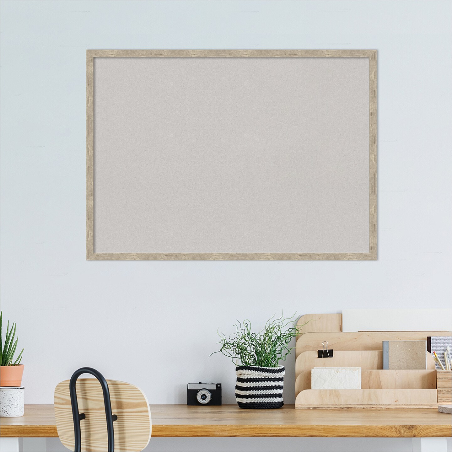Imprint Wood Framed Corkboard, Grey Cork