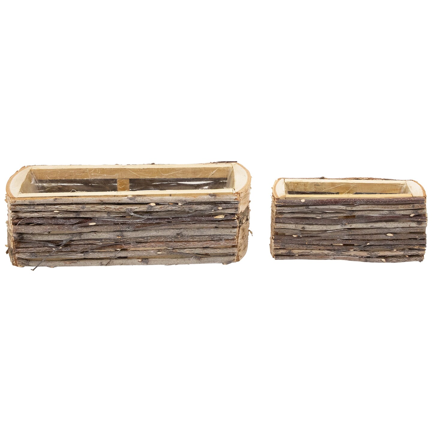 Northlight Wooden Log and Twig Flower Box Planters - 11.75&#x22; - Set of 2