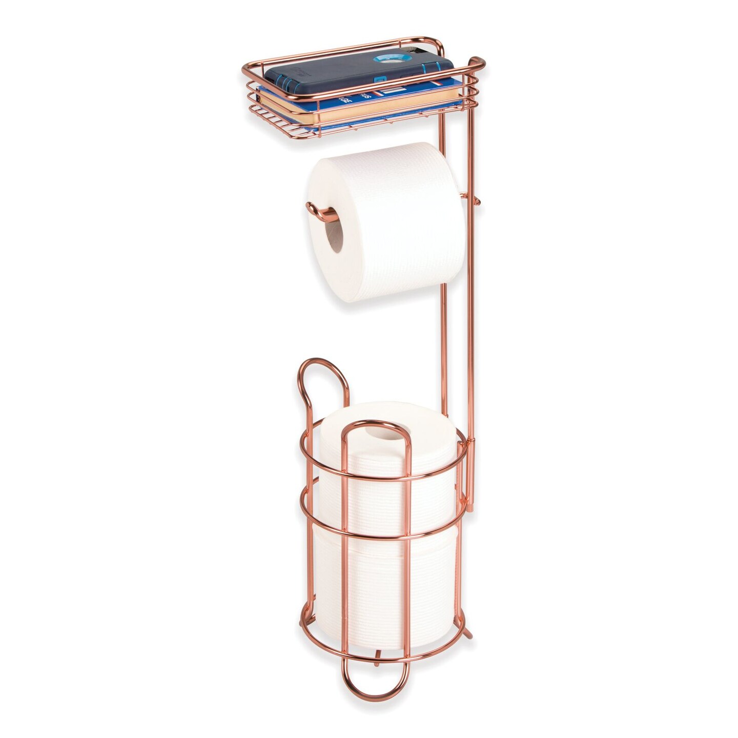 mDesign Steel Free Standing Toilet Paper Holder Stand and Dispenser