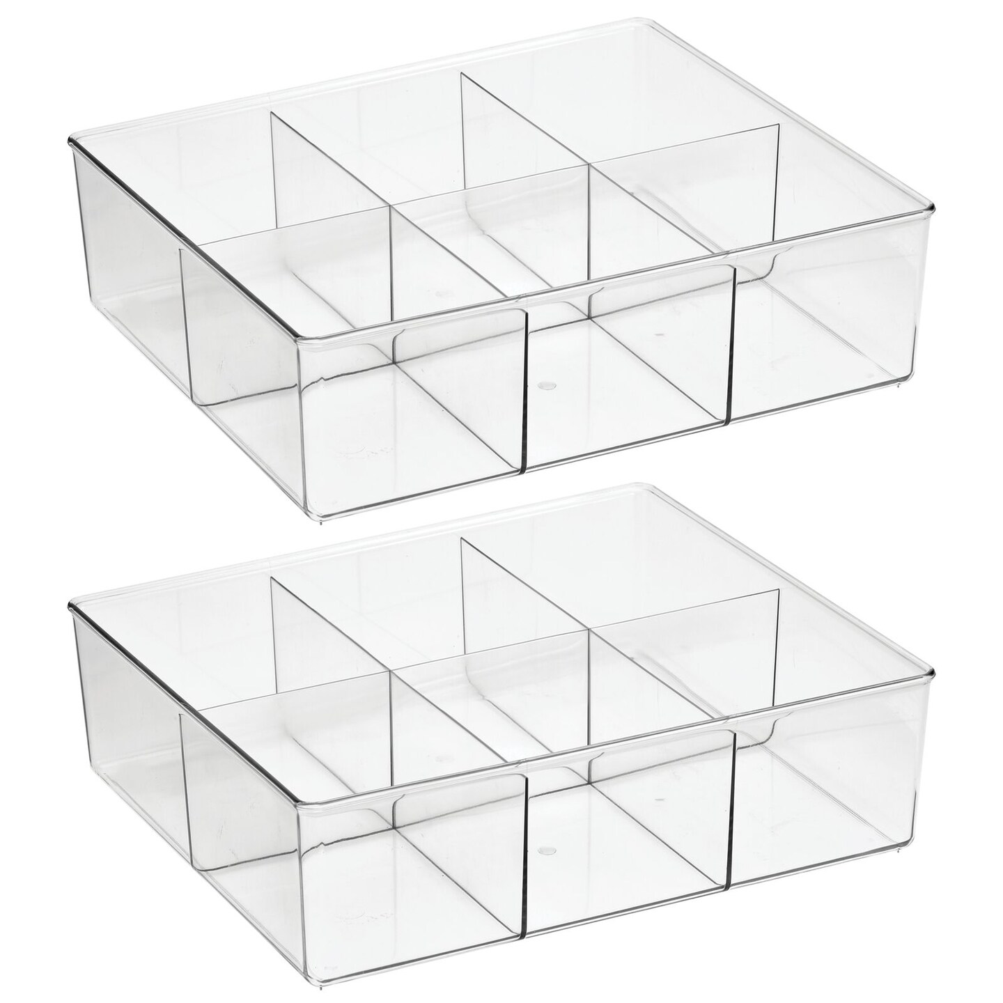 mDesign Plastic Divided Closet, Drawer Storage Bin, Multiple Sections